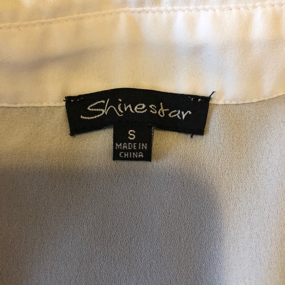 Sheer white collared tie front top - Picture 2 of 2